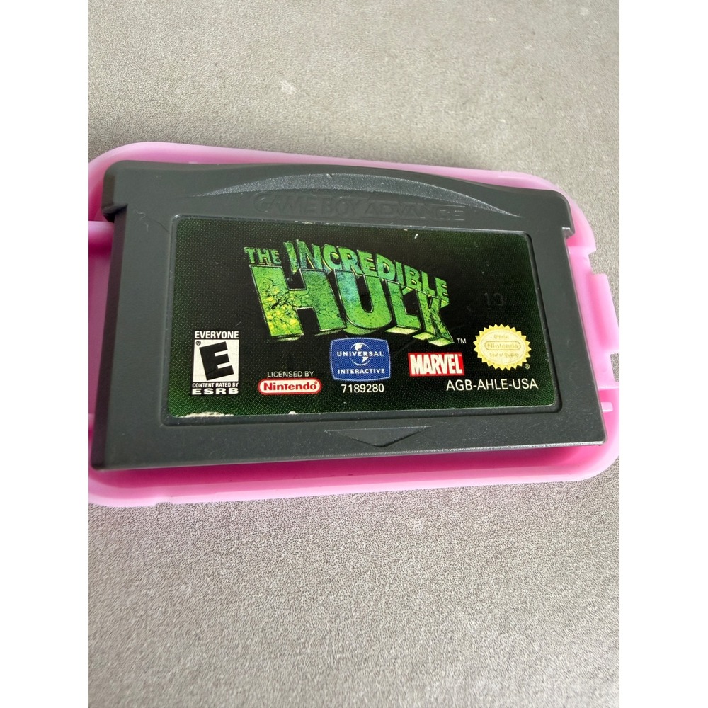 The Incredible Hulk GBA Nintendo Game Boy Advance  Marvel Action Game Pink Case